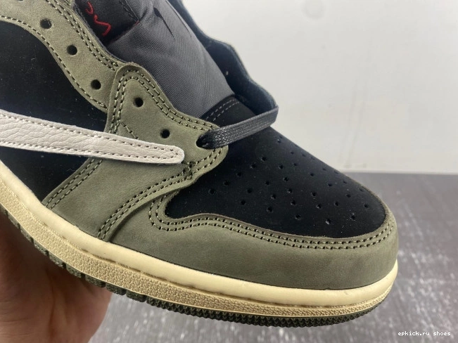 Rep SCOTT 1 X LOW DM7866-002 JORDAN TRAVIS OLIVE' SP 'BLACK OG AIR 0728